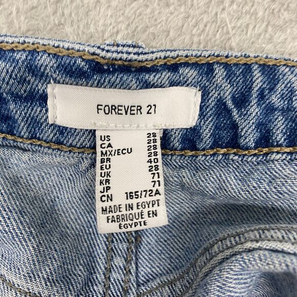 Forever21 Womens Shorts 28 Blue Cut‎ Off High Rise Jean Booty Distressed Ripped - Picture 8 of 8
